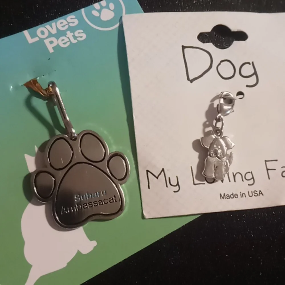 Silver Dog Tag Charm For Your Pet And Dog Puppy Bracket Charm For You.